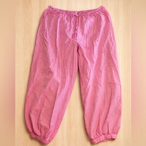 ANTHROPOLOGIE womens pink drawstring pants crop cotton 1x
